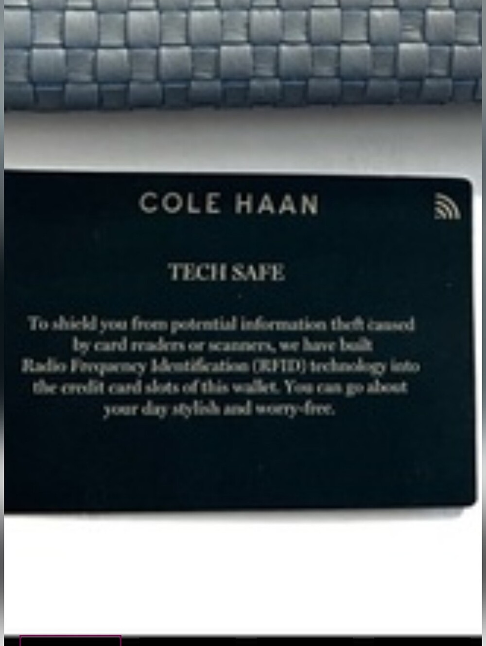 Cole Haan Bethany Wallet Periwinkle Light Blue Woven Leather Imported *GUC - Picture 8 of 8